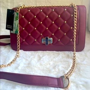 Badgley Mischka Red Crossbody Studded Tote